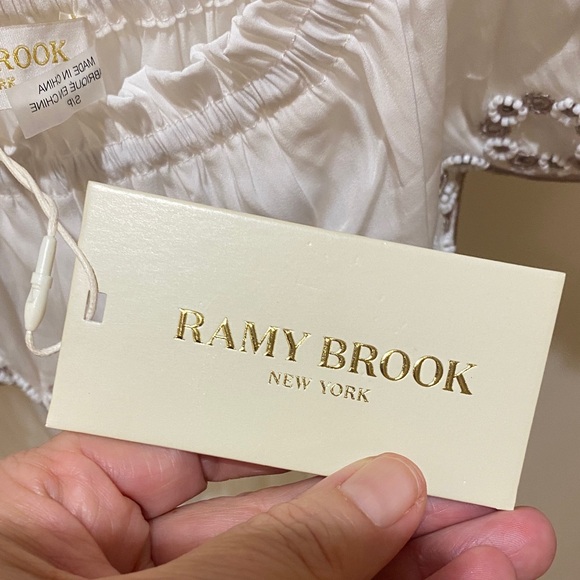 NWT- Ramy Brook dress. White with tan embroidery.  Excellent condition. - Picture 4 of 6